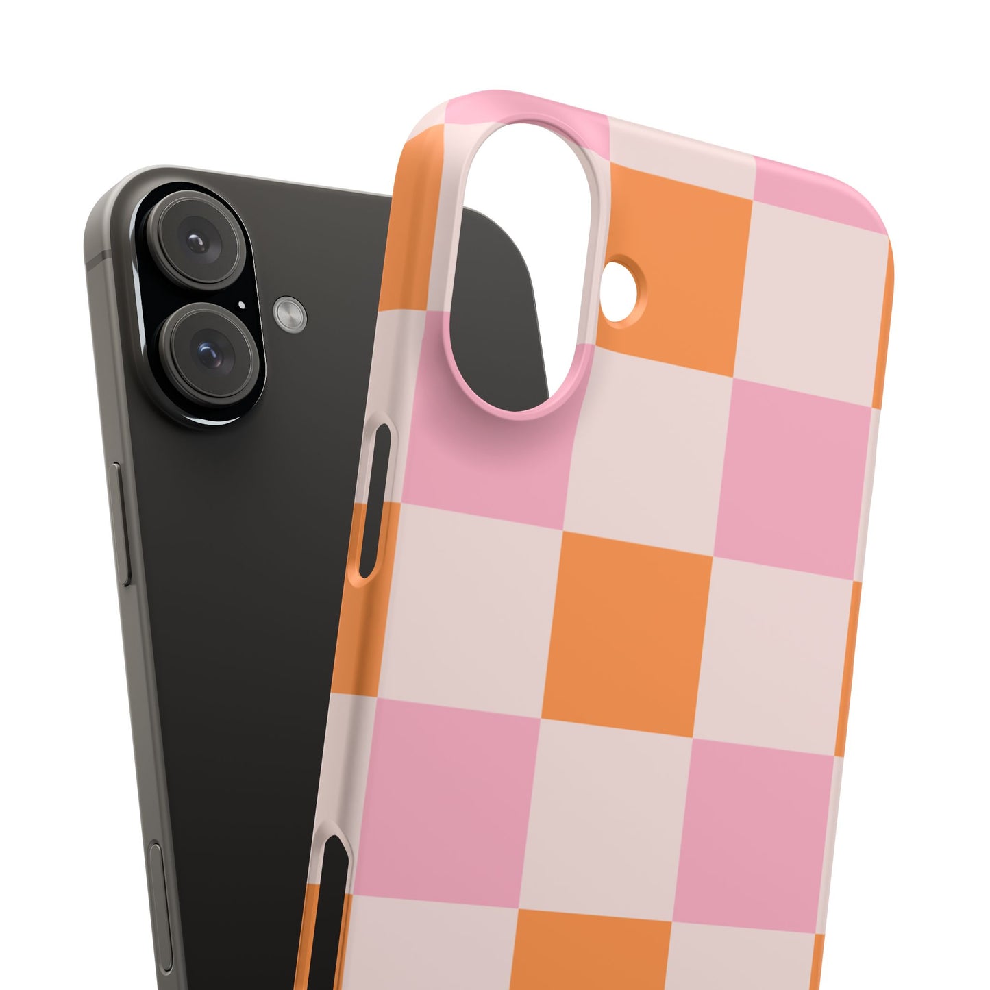 Peachy Case | Coque snap légère et résistante avec Design en Damier - Orange & Rose