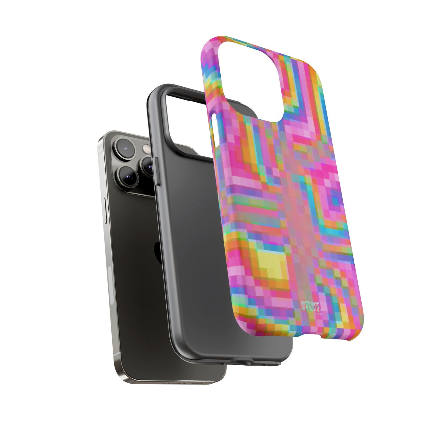 Pixel Case | Coque résistante double protection anti-choc - Motif pixels colorés