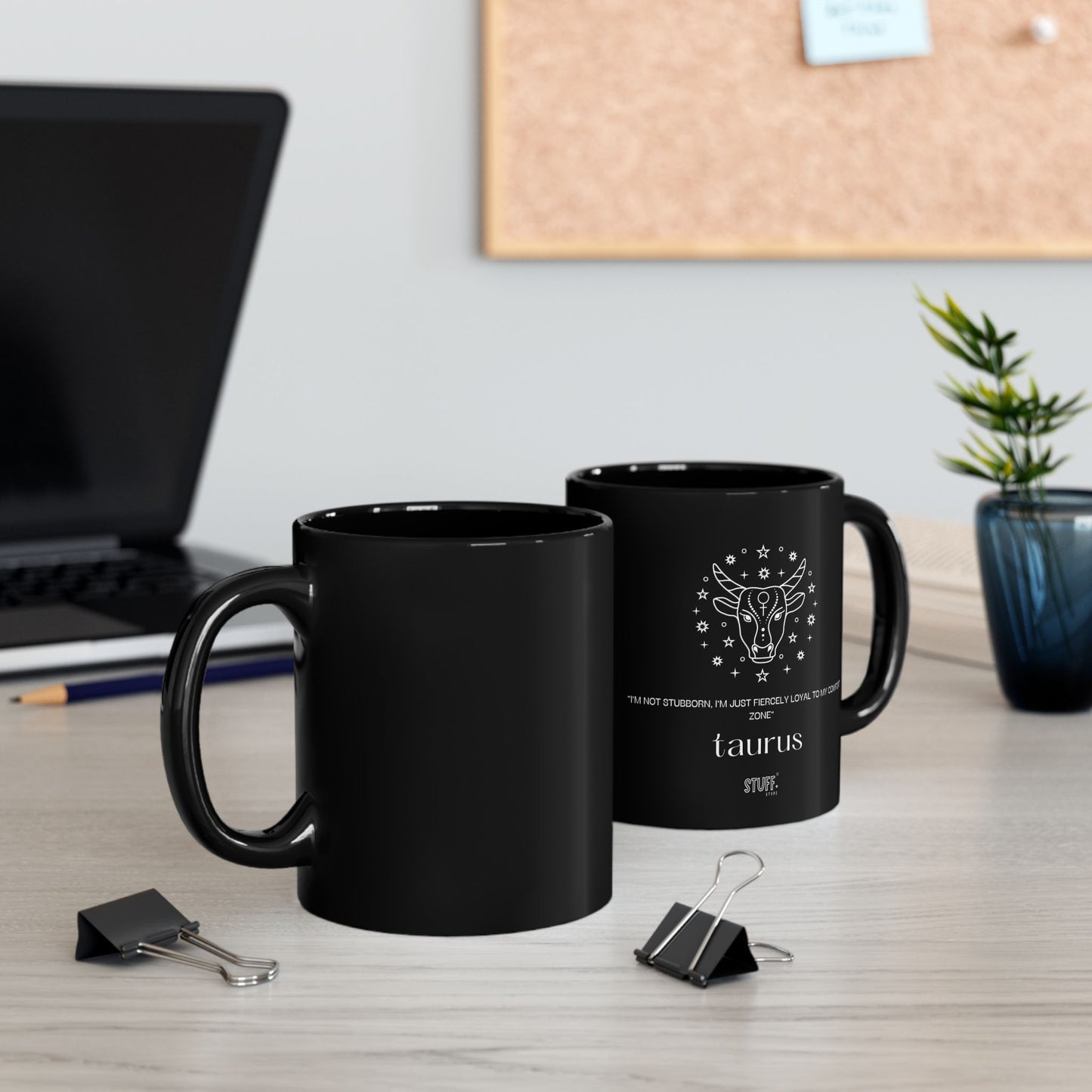 Taureau | Mug noir en céramique avec signe astrologique et phrase drôle – 330ml / 440ml