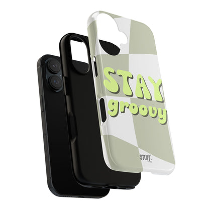 Groovy Case | Coque résistante double protection avec Design Rétro en Damier - Vert
