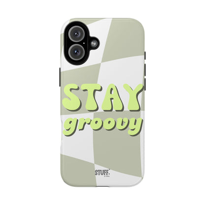 Groovy Case | Coque résistante double protection avec Design Rétro en Damier - Vert