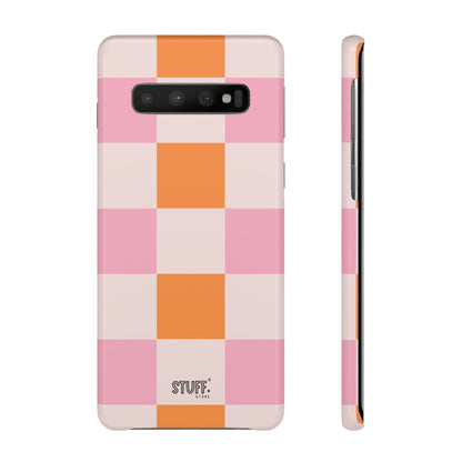 Peachy Case | Coque snap légère et résistante avec Design en Damier - Orange & Rose