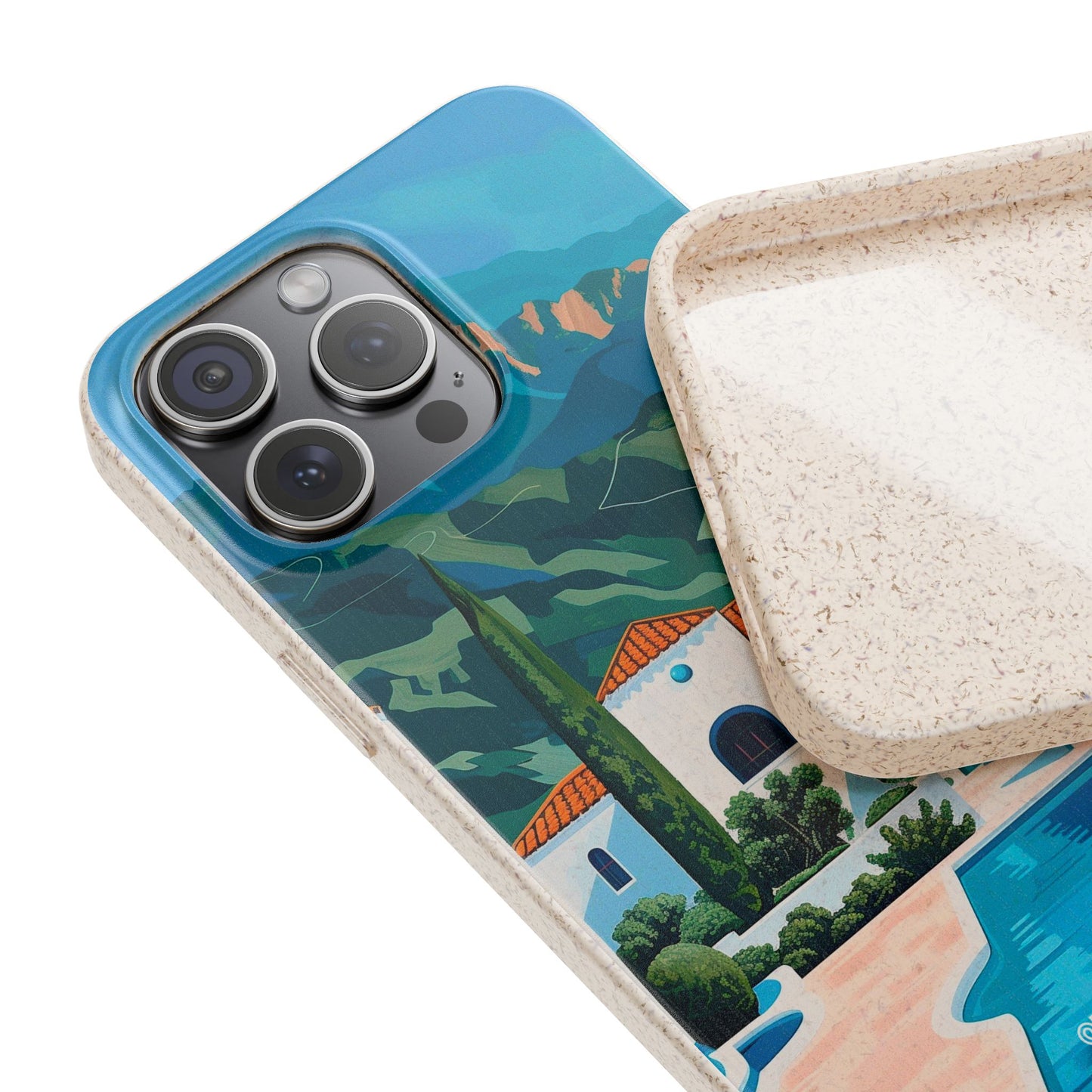 Summer Villa Case | Eco-Friendly Bamboo and Bioplastic Case with Summer Design - Available with Gift Packaging