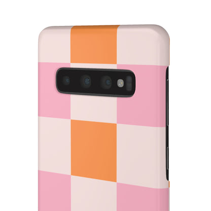 Peachy Case | Coque snap légère et résistante avec Design en Damier - Orange & Rose