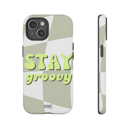 Groovy Case | Coque résistante double protection avec Design Rétro en Damier - Vert