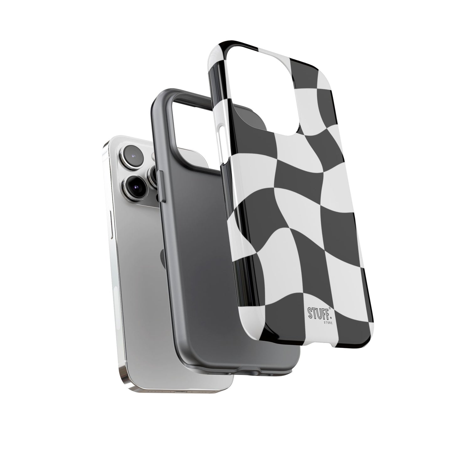 Checkers Case | Coque résistante double protection et Design en Damier déformé