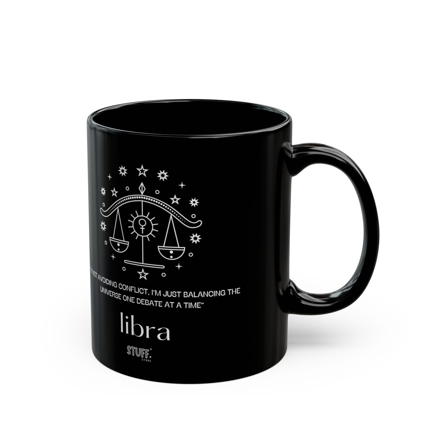 Balance | Mug noir en céramique avec signe astrologique et phrase drôle – 330ml / 440ml