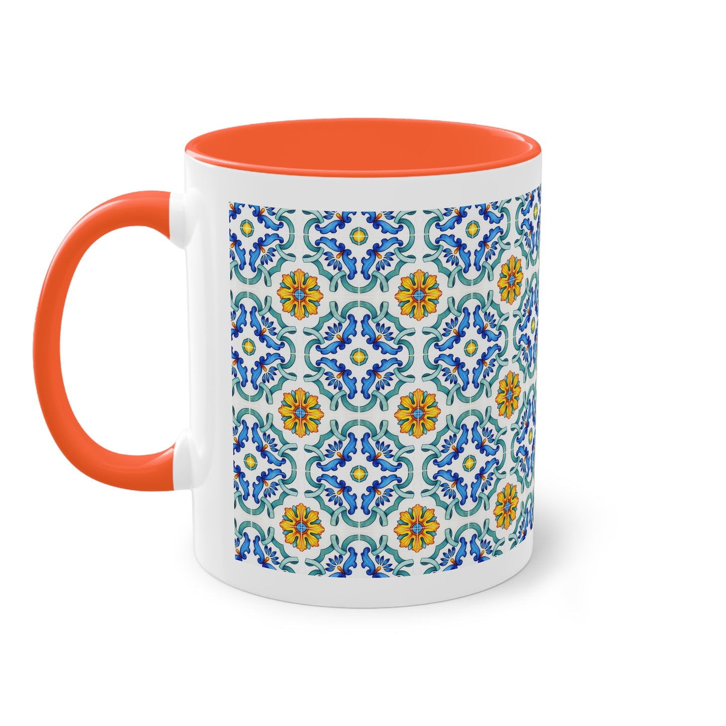 Azulejos Cup | Mug bicolore en céramique avec motif mosaïque méditerranéen – 330ml