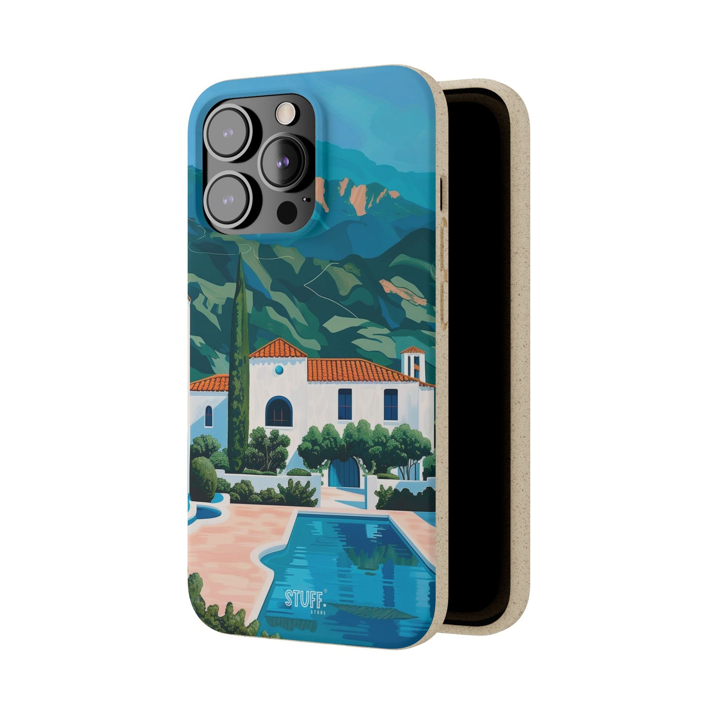 Summer Villa Case | Eco-Friendly Bamboo and Bioplastic Case with Summer Design - Available with Gift Packaging