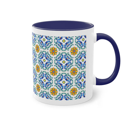 Azulejos Cup | Mug bicolore en céramique avec motif mosaïque méditerranéen – 330ml