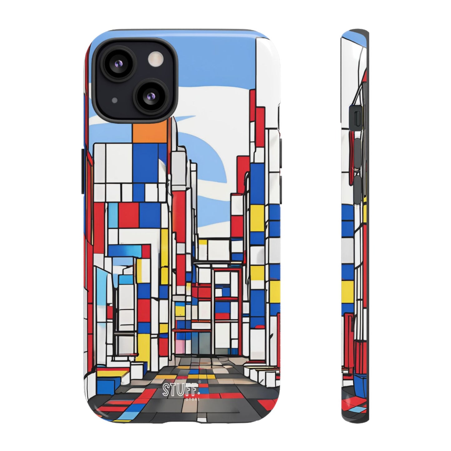 Square City | Coque résistante double protection - inspiration Mondrian