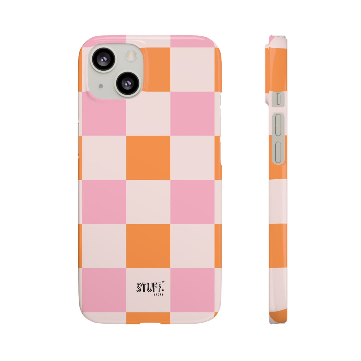 Peachy Case | Coque snap légère et résistante avec Design en Damier - Orange & Rose