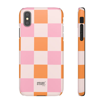 Peachy Case | Coque snap légère et résistante avec Design en Damier - Orange & Rose