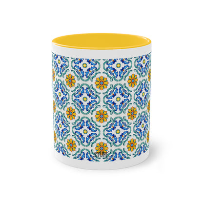 Azulejos Cup | Mug bicolore en céramique avec motif mosaïque méditerranéen – 330ml