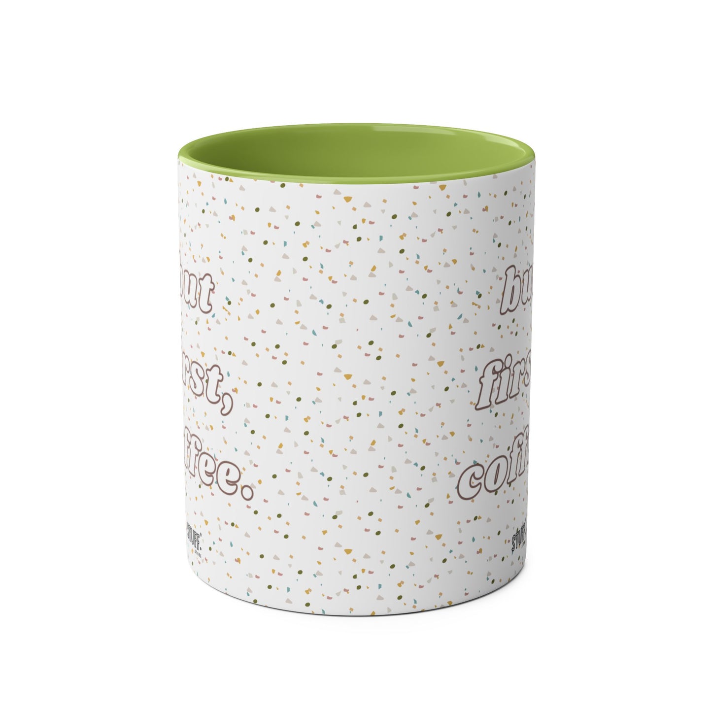But First, Coffee Cup | Mug bicolore en céramique 330ml avec imprimé terrazzo