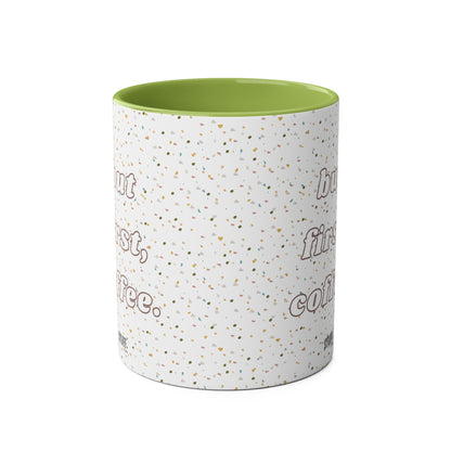 But First, Coffee Cup | Mug bicolore en céramique 330ml avec imprimé terrazzo