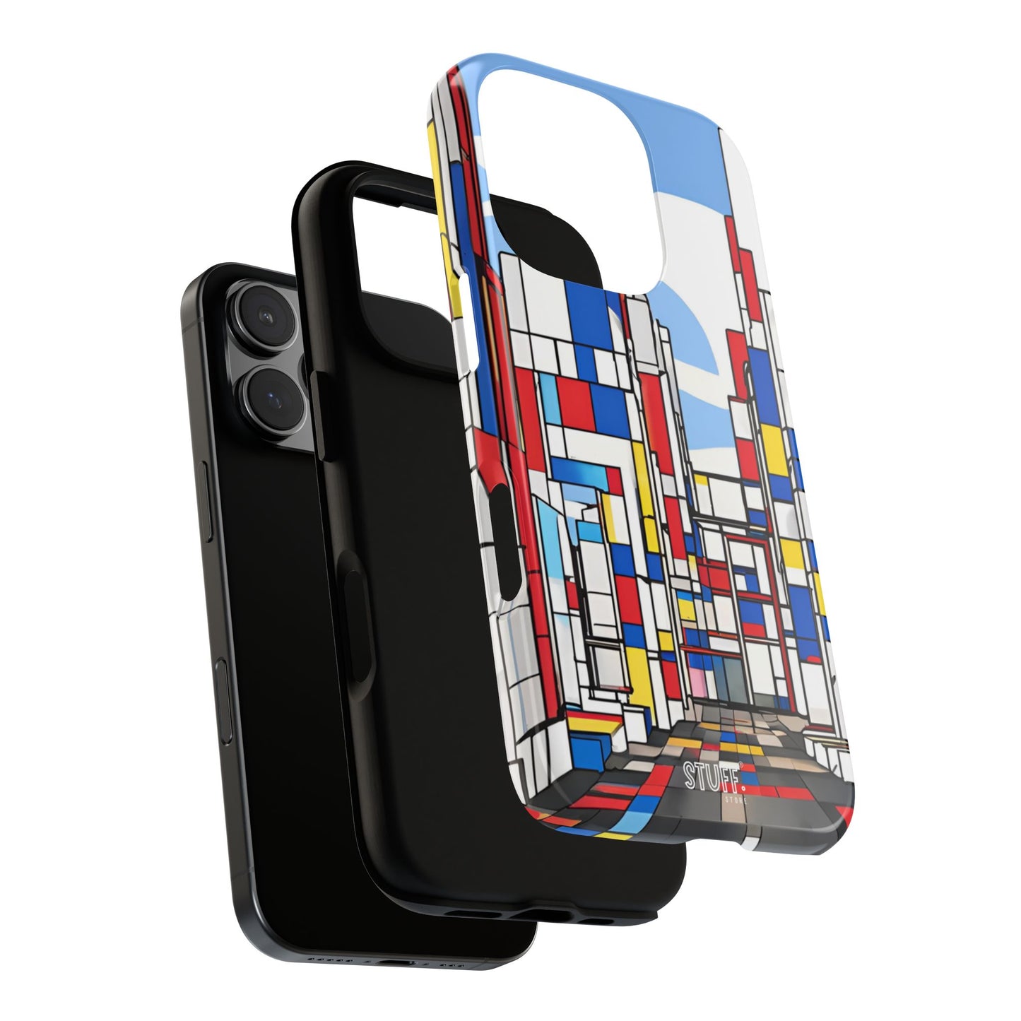 Square City | Coque résistante double protection - inspiration Mondrian