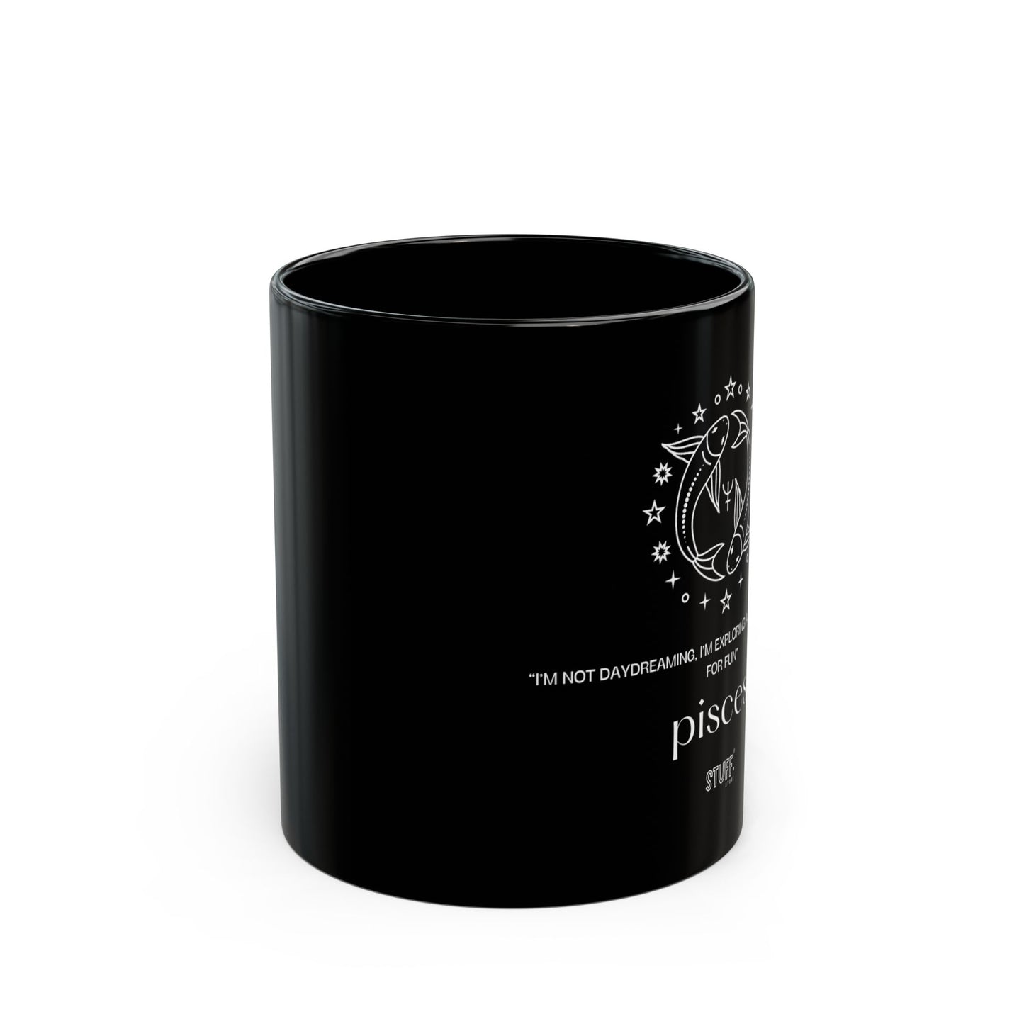 Poisson | Mug noir en céramique avec signe astrologique et phrase drôle – 330ml / 440ml