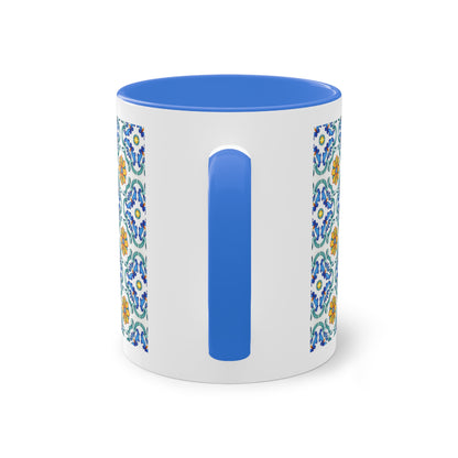 Azulejos Cup | Mug bicolore en céramique avec motif mosaïque méditerranéen – 330ml