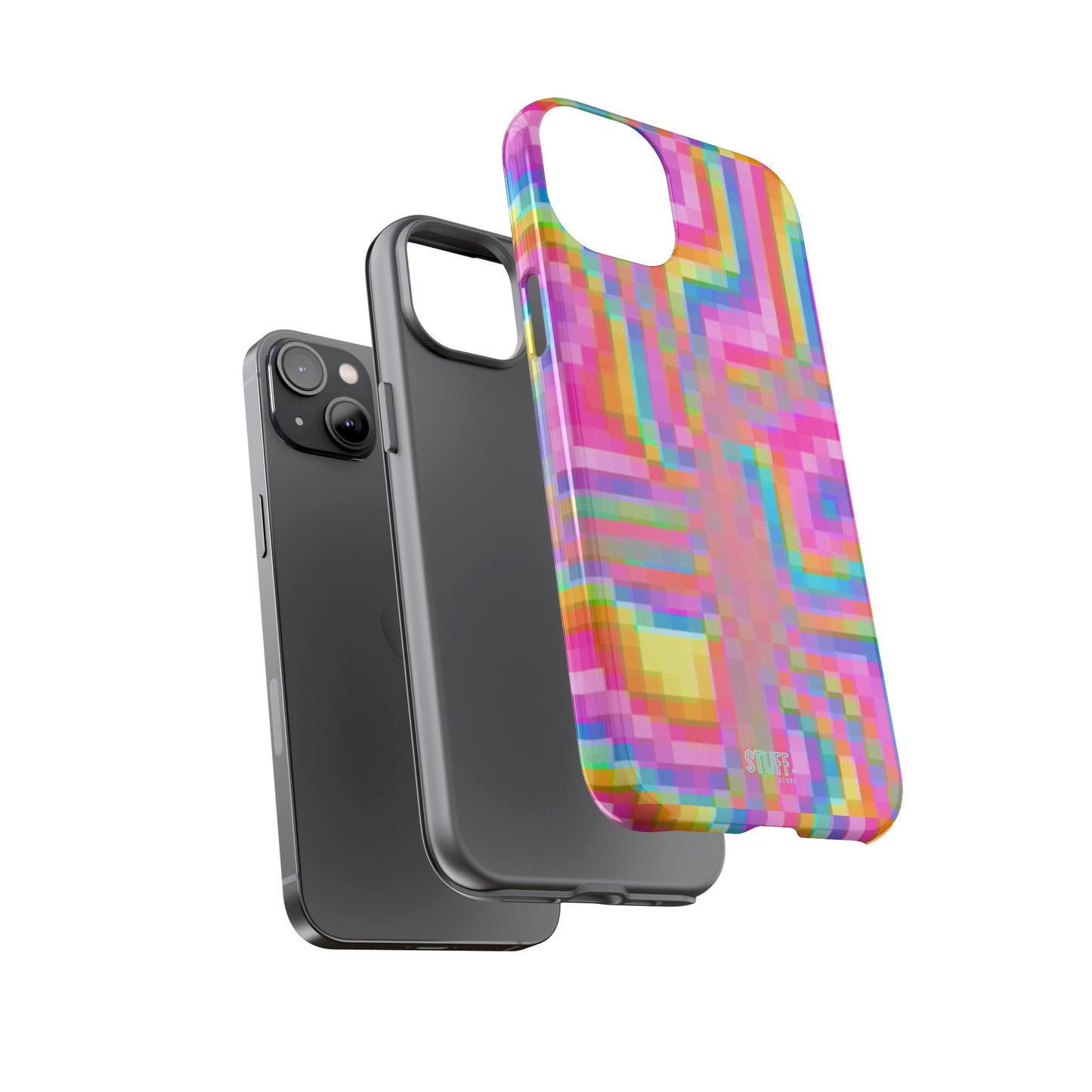 Pixel Case | Coque résistante double protection anti-choc - Motif pixels colorés