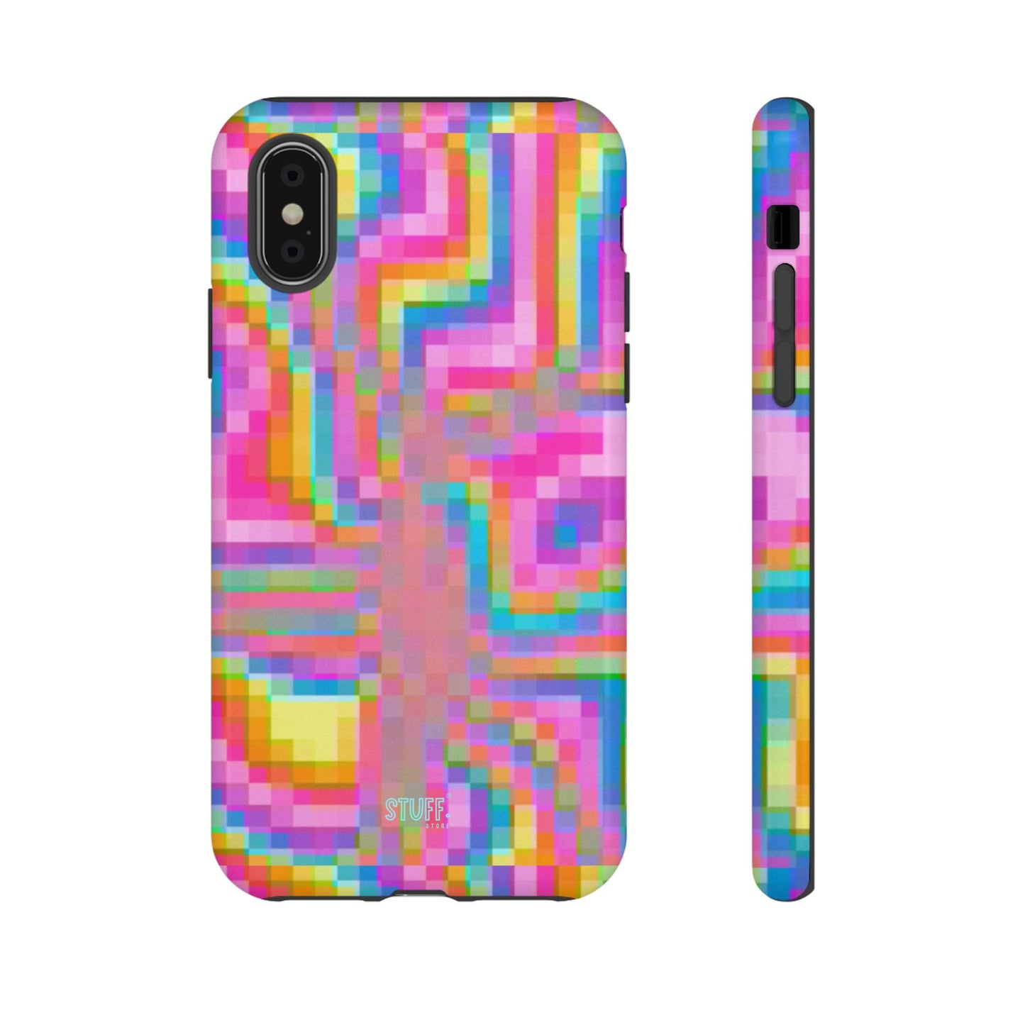 Pixel Case | Coque résistante double protection anti-choc - Motif pixels colorés