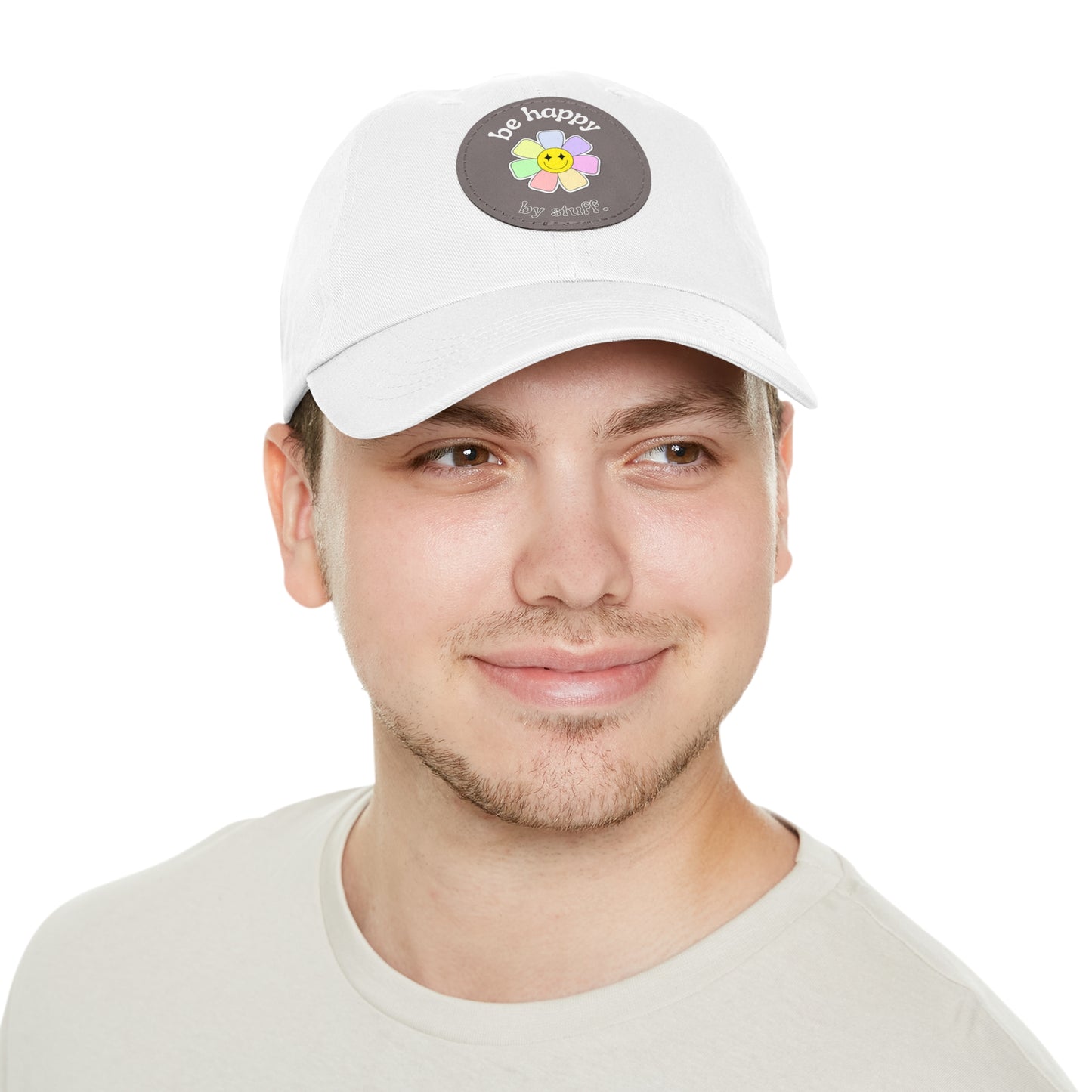 Be Happy | dad hat unisexe avec écusson cuir