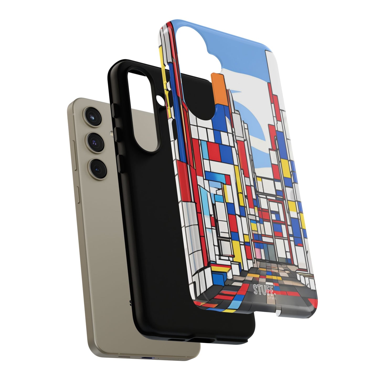 Square City | Coque résistante double protection - inspiration Mondrian