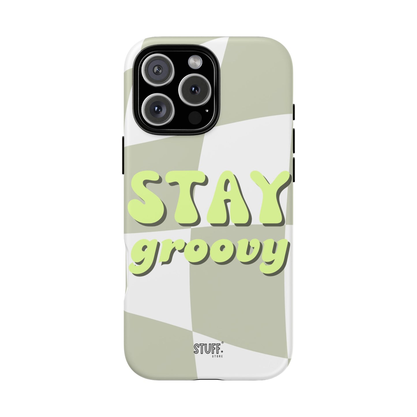Groovy Case | Coque résistante double protection avec Design Rétro en Damier - Vert