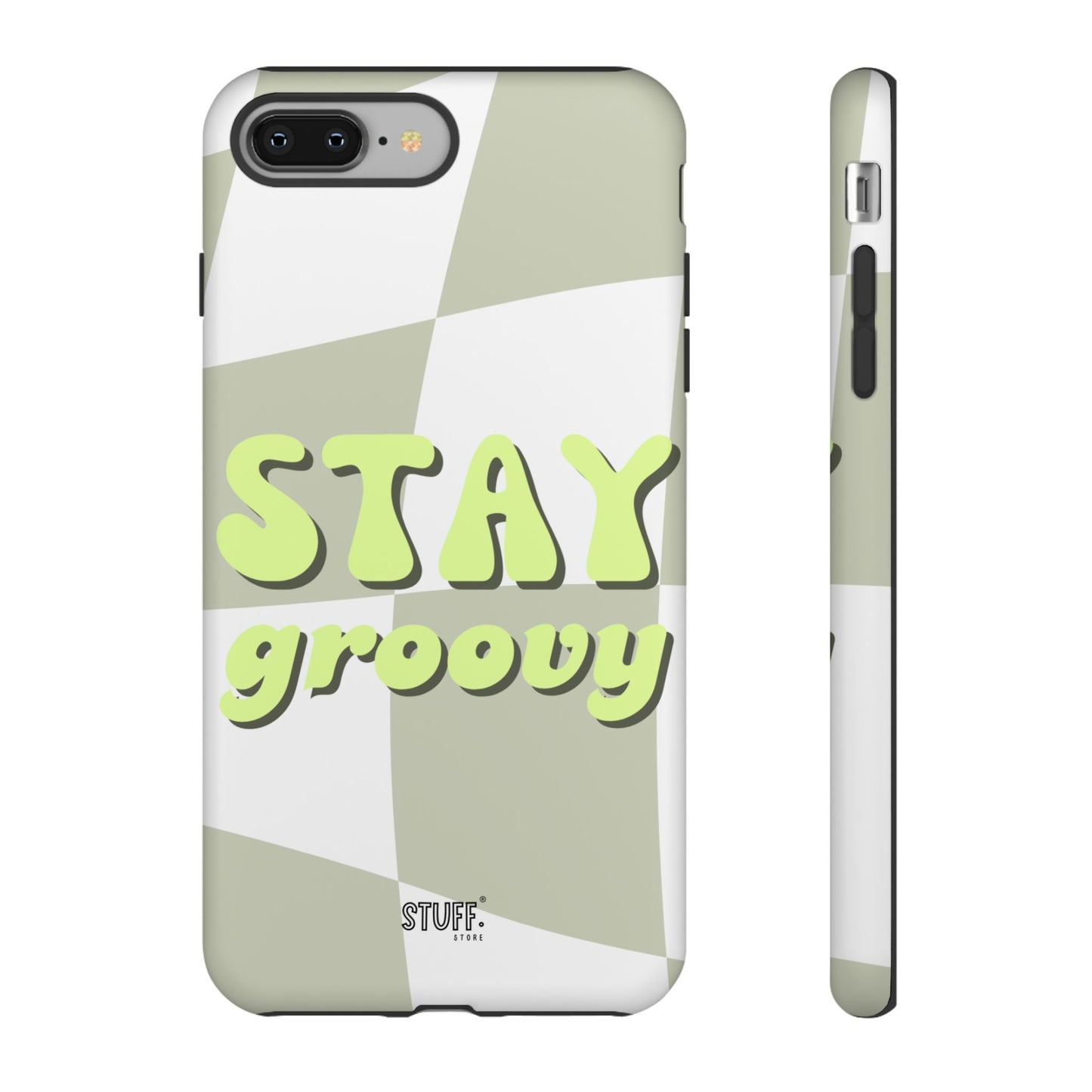 Groovy Case | Coque résistante double protection avec Design Rétro en Damier - Vert