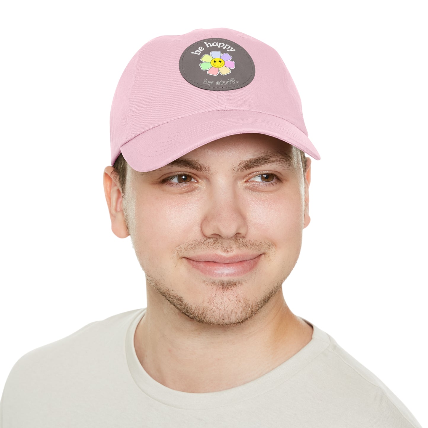 Be Happy | dad hat unisexe avec écusson cuir