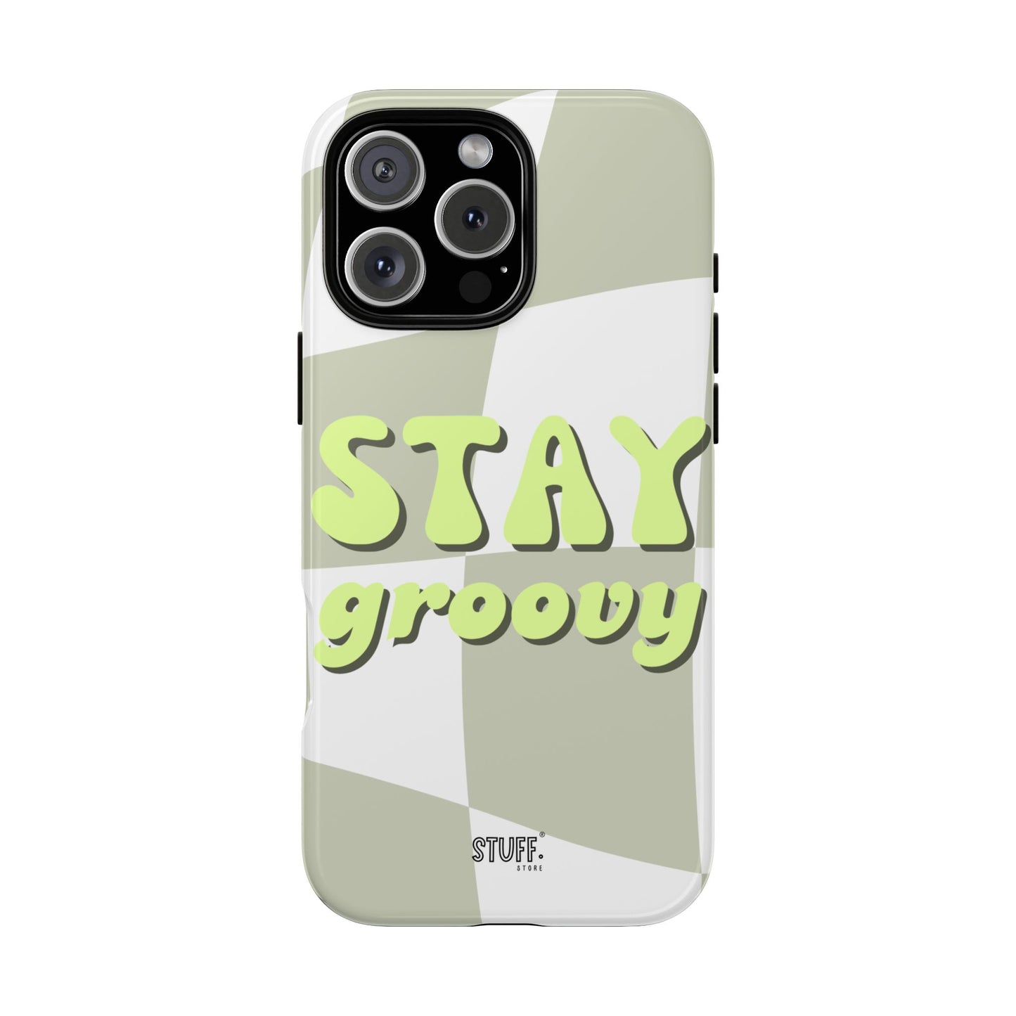 Groovy Case | Coque résistante double protection avec Design Rétro en Damier - Vert