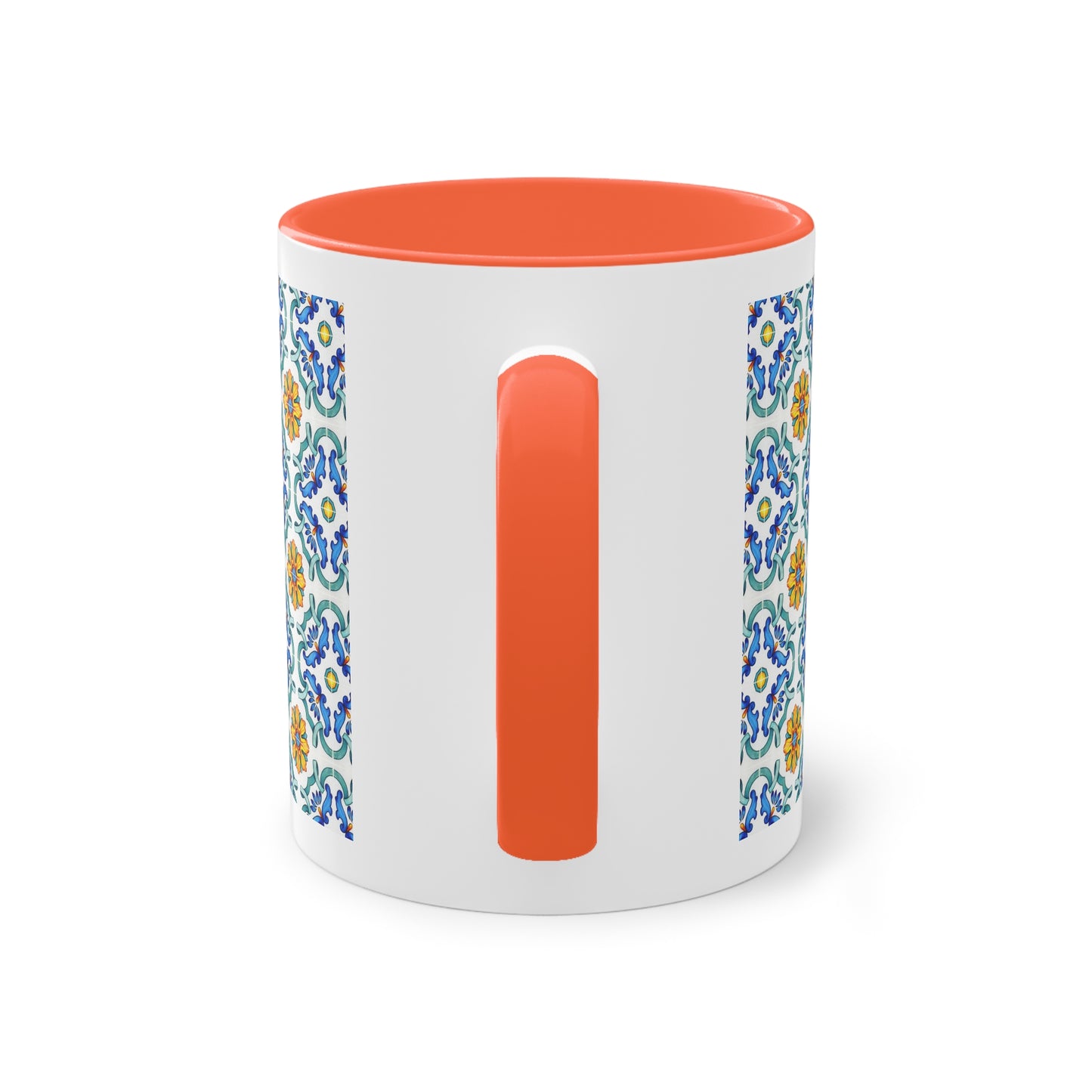 Azulejos Cup | Mug bicolore en céramique avec motif mosaïque méditerranéen – 330ml