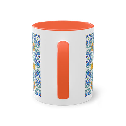 Azulejos Cup | Mug bicolore en céramique avec motif mosaïque méditerranéen – 330ml