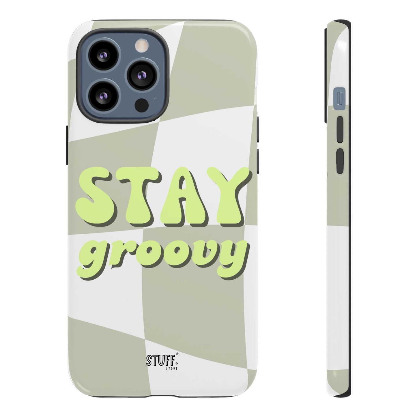 Groovy Case | Coque résistante double protection avec Design Rétro en Damier - Vert