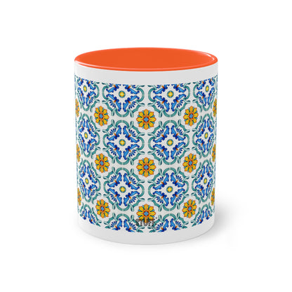 Azulejos Cup | Mug bicolore en céramique avec motif mosaïque méditerranéen – 330ml