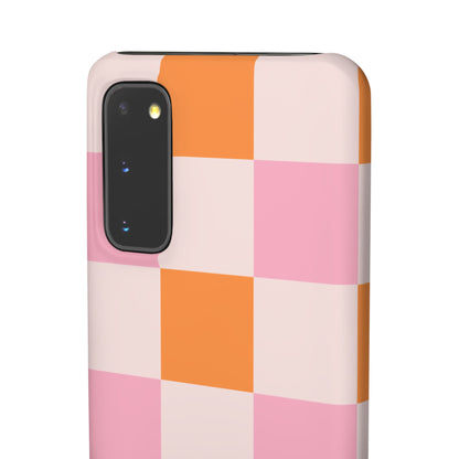 Peachy Case | Coque snap légère et résistante avec Design en Damier - Orange & Rose