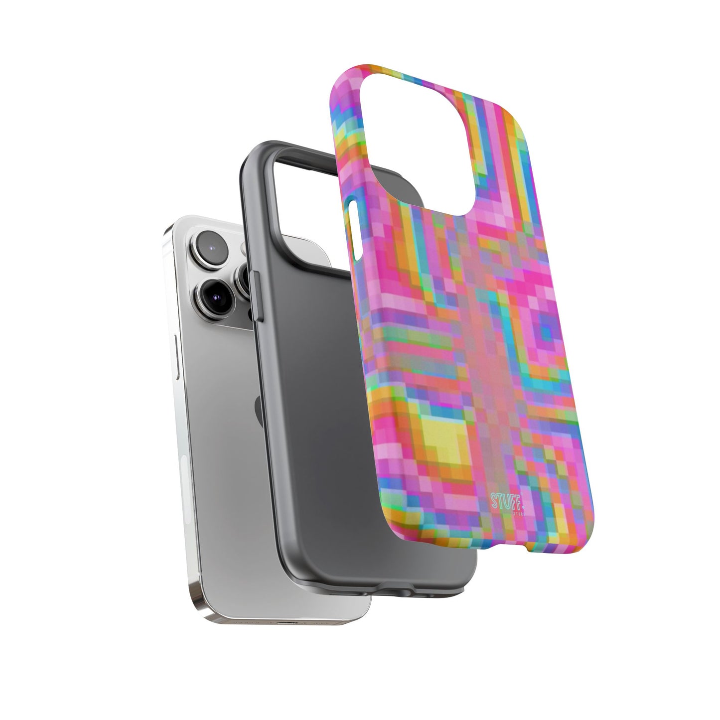 Pixel Case | Coque résistante double protection anti-choc - Motif pixels colorés