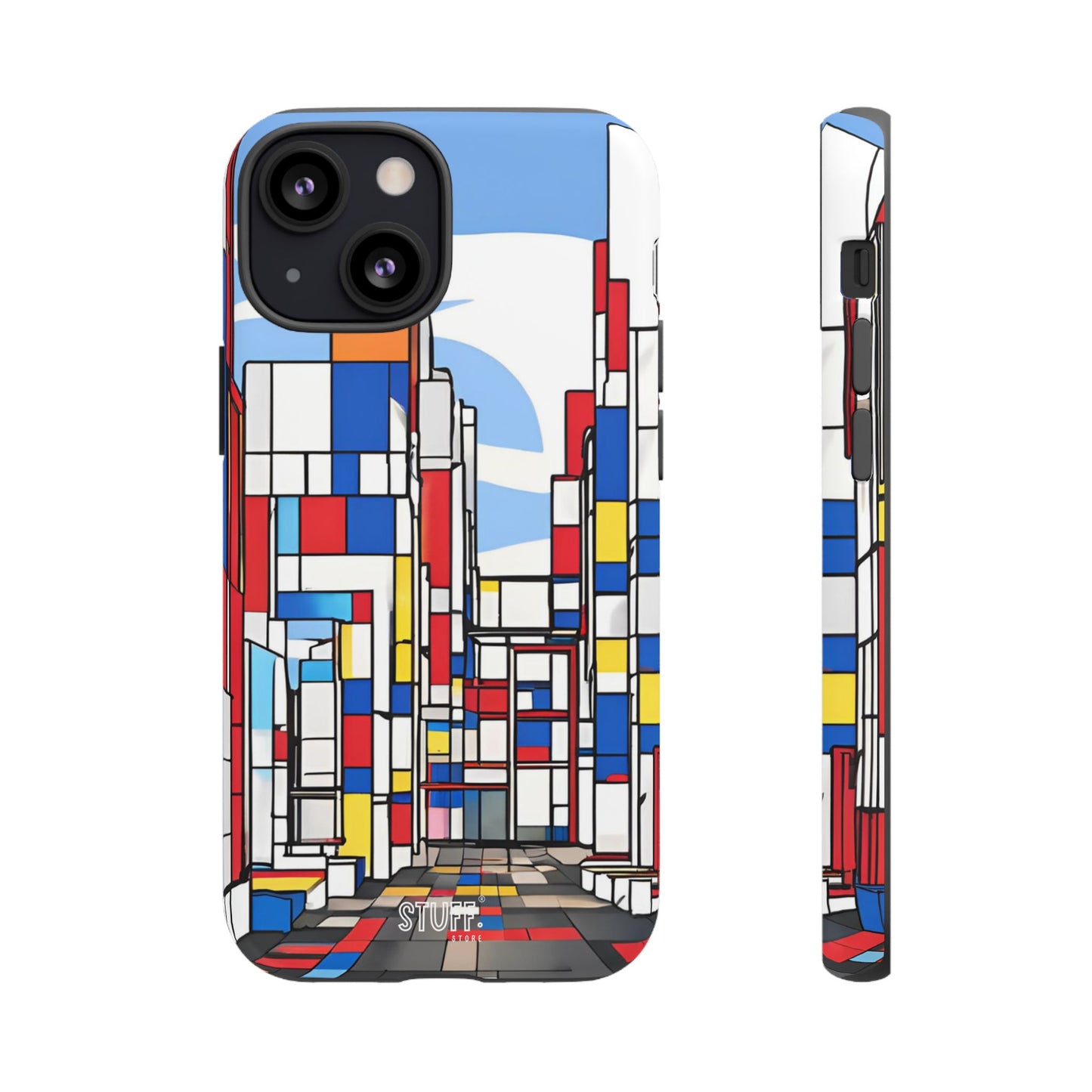 Square City | Coque résistante double protection - inspiration Mondrian