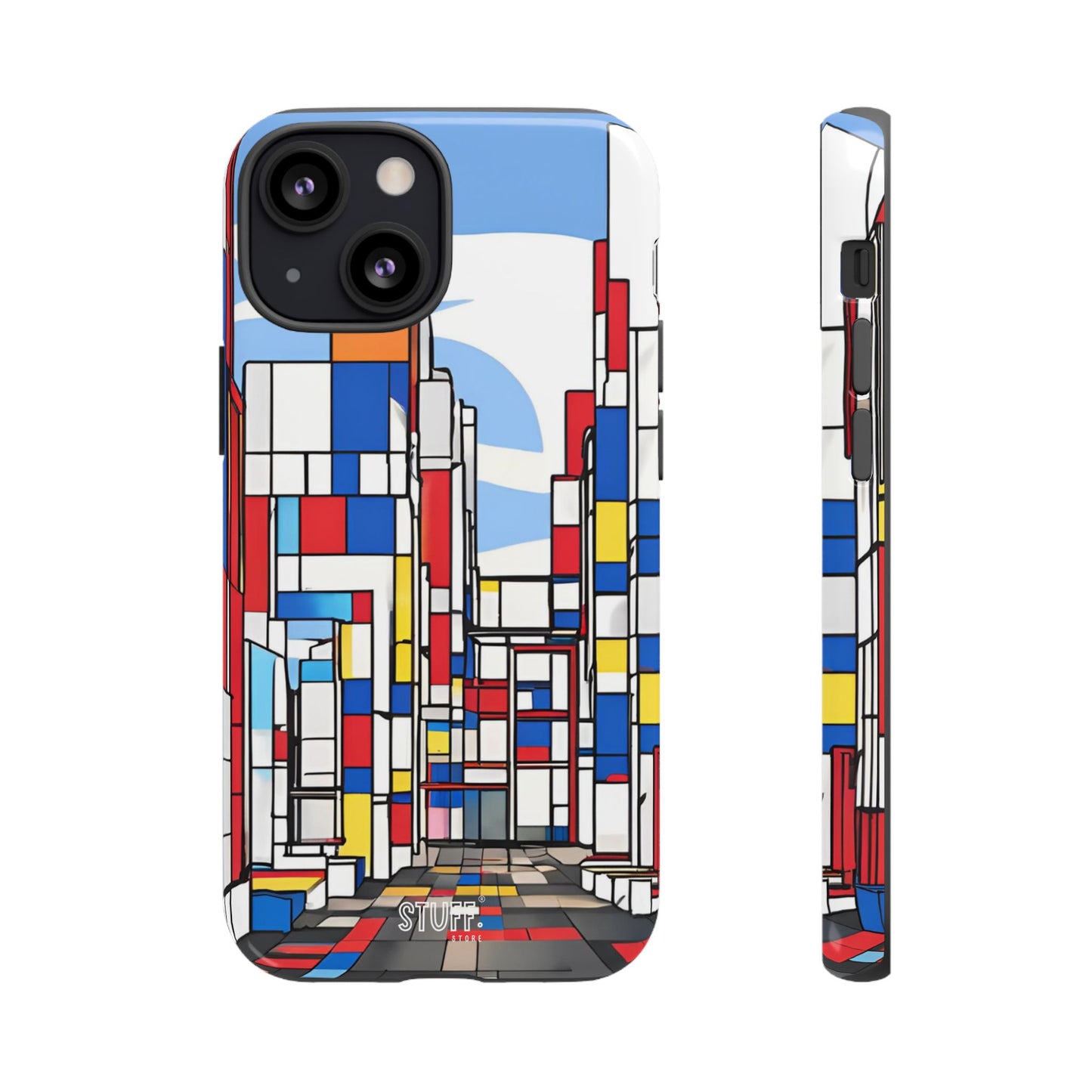 Square City | Coque résistante double protection - inspiration Mondrian