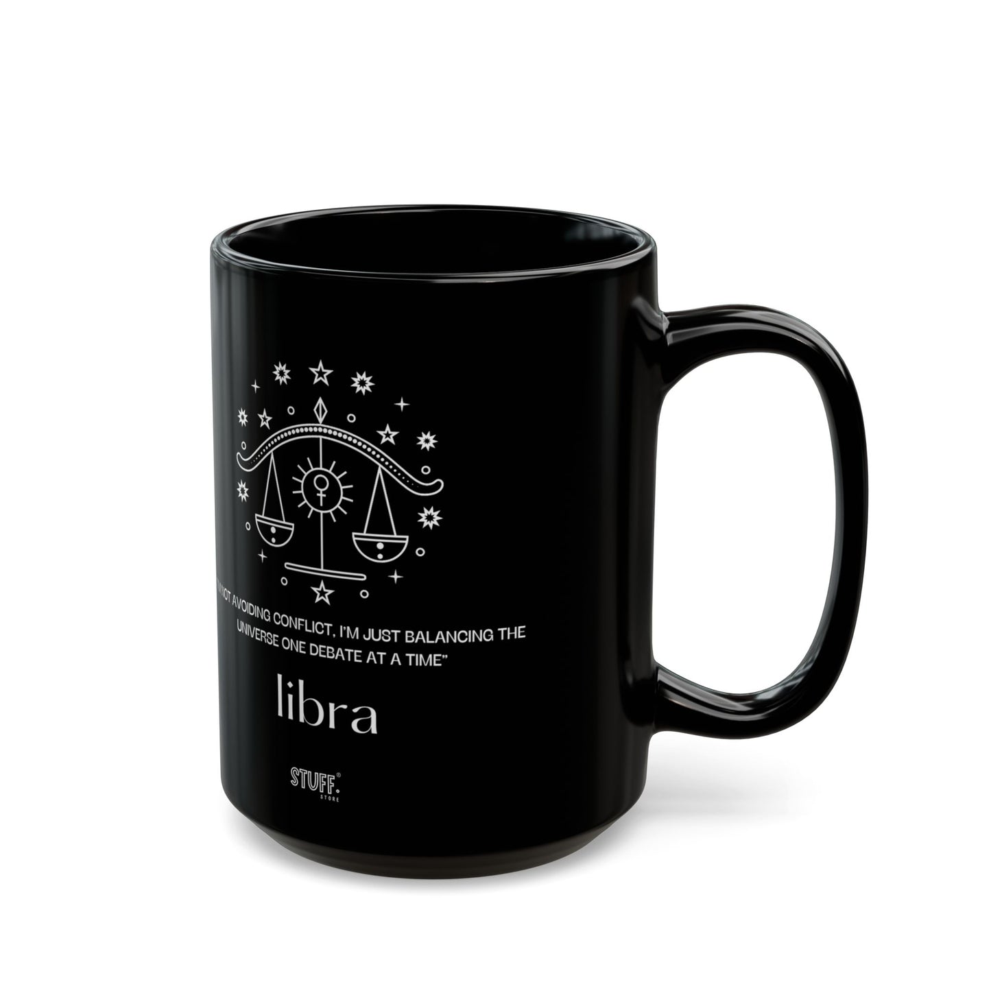 Balance | Mug noir en céramique avec signe astrologique et phrase drôle – 330ml / 440ml