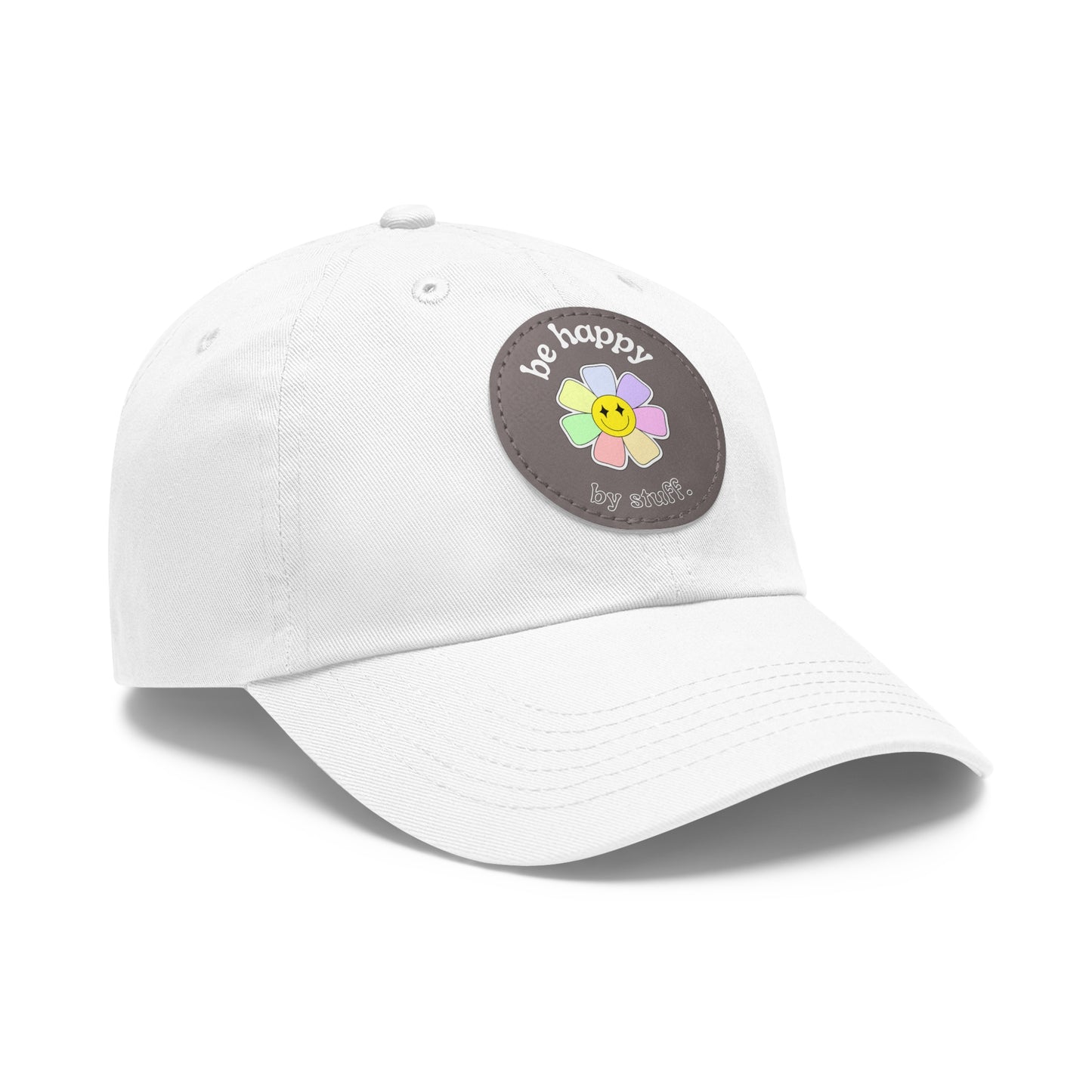 Be Happy | dad hat unisexe avec écusson cuir