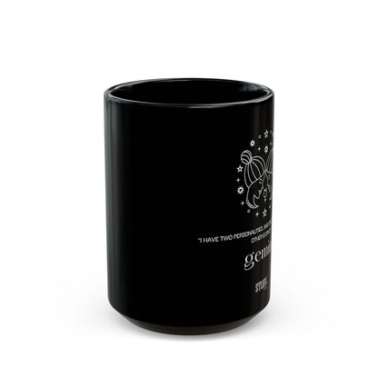 Gémeaux | Mug noir en céramique avec signe astrologique et phrase drôle – 330ml / 440ml