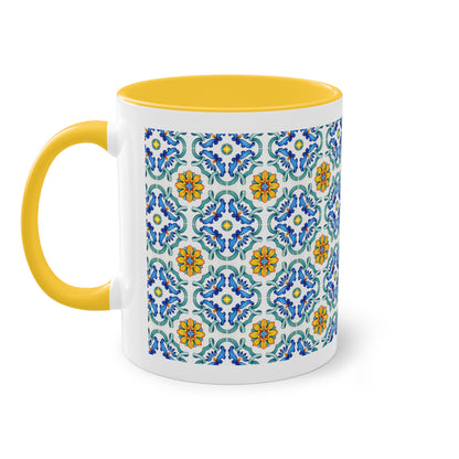 Azulejos Cup | Mug bicolore en céramique avec motif mosaïque méditerranéen – 330ml