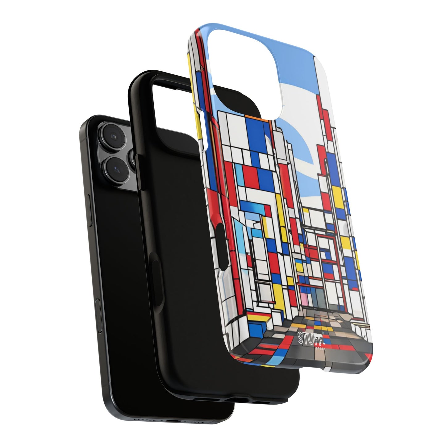 Square City | Coque résistante double protection - inspiration Mondrian