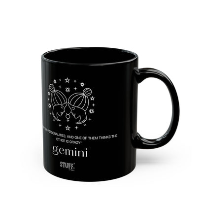 Gémeaux | Mug noir en céramique avec signe astrologique et phrase drôle – 330ml / 440ml