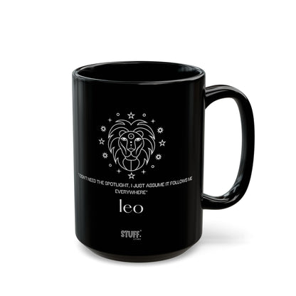 Lion | Mug noir en céramique avec signe astrologique et phrase drôle – 330ml / 440ml