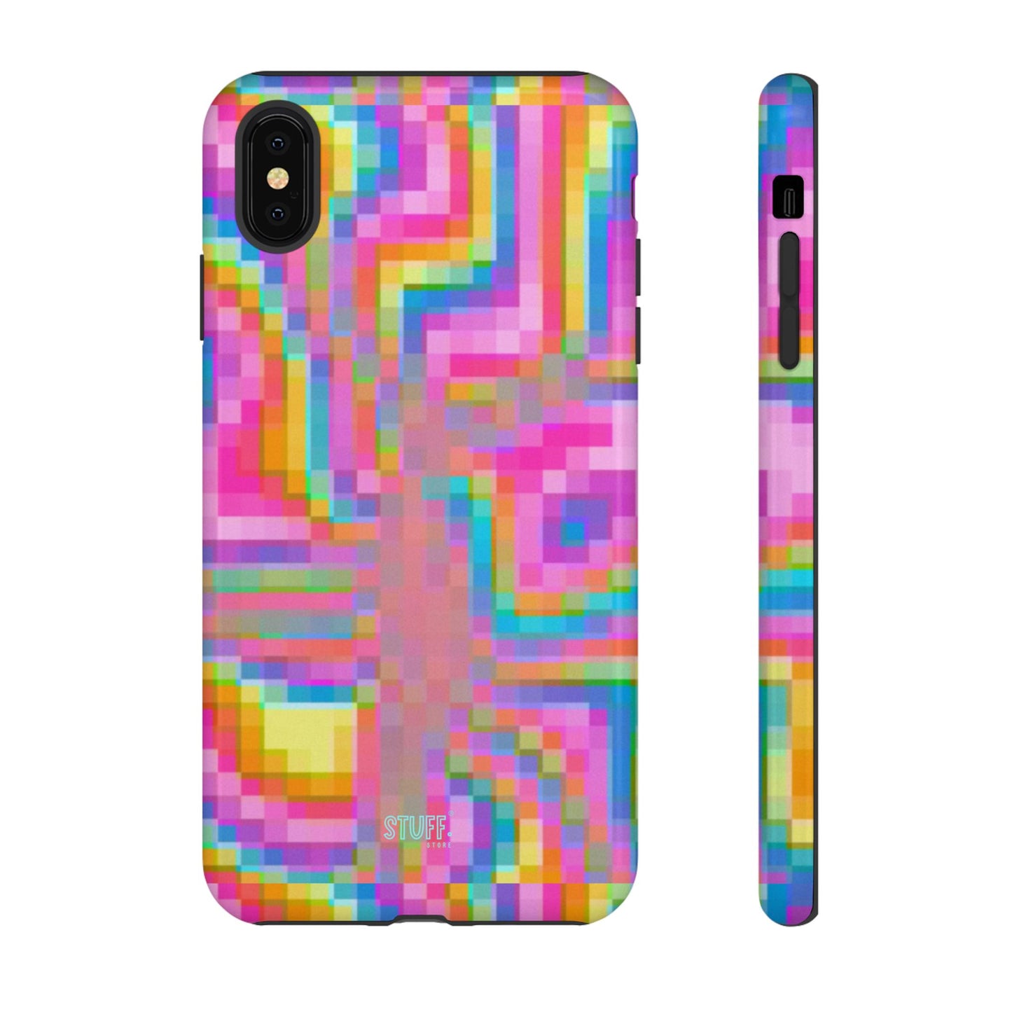 Pixel Case | Coque résistante double protection anti-choc - Motif pixels colorés
