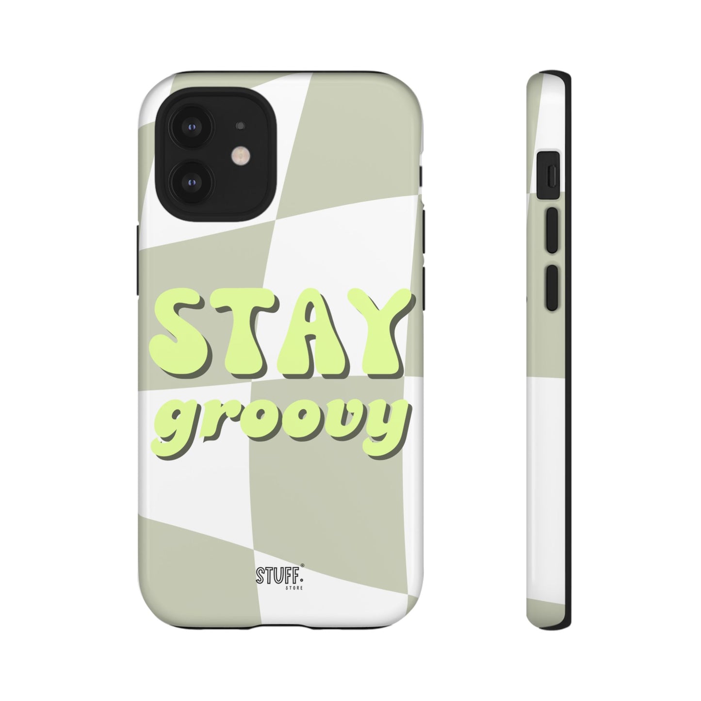 Groovy Case | Coque résistante double protection avec Design Rétro en Damier - Vert