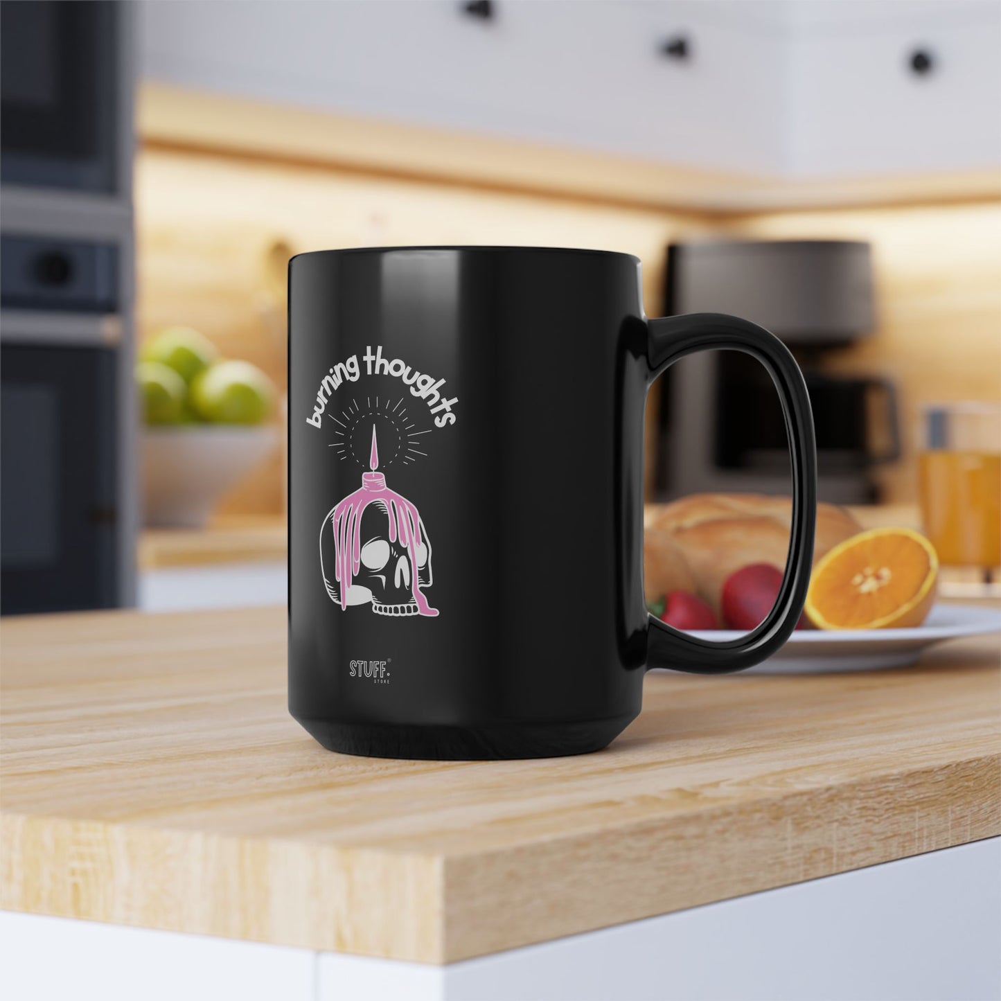 Burning Thoughts Cup | Mug noir avec design — 330ml / 440ml