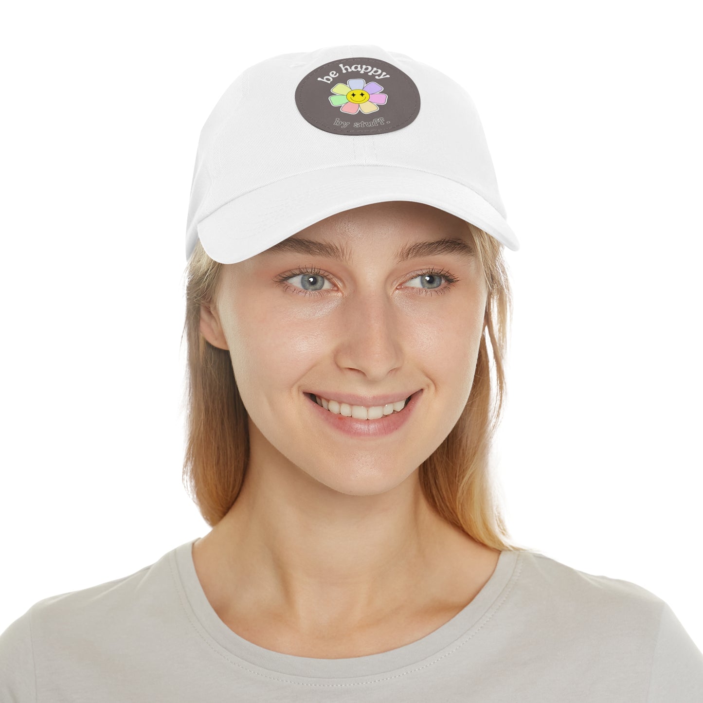 Be Happy | dad hat unisexe avec écusson cuir